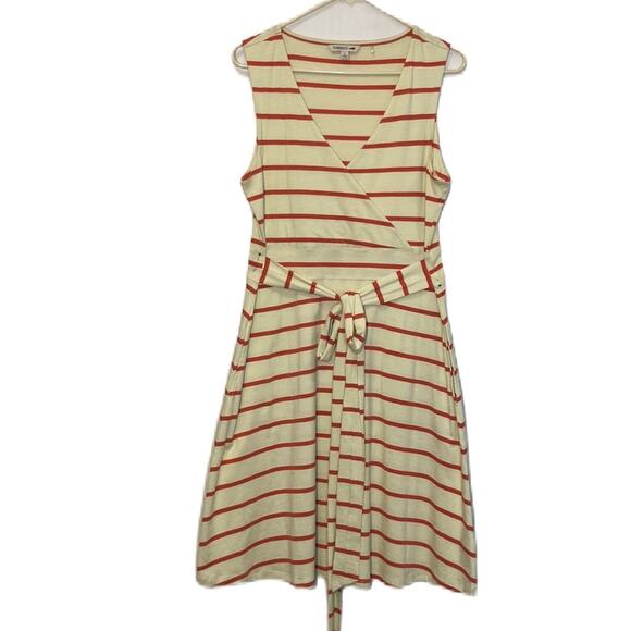 Toad&Co Dresses & Skirts - Toad & Co Yellow & Orange V-Neck Faux Wrap Cue Wrap Sleeveless Dress Size L